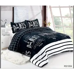 GENERICO - Cubrecama de Invierno Plush con Chiporro 2 P Negro de Paris