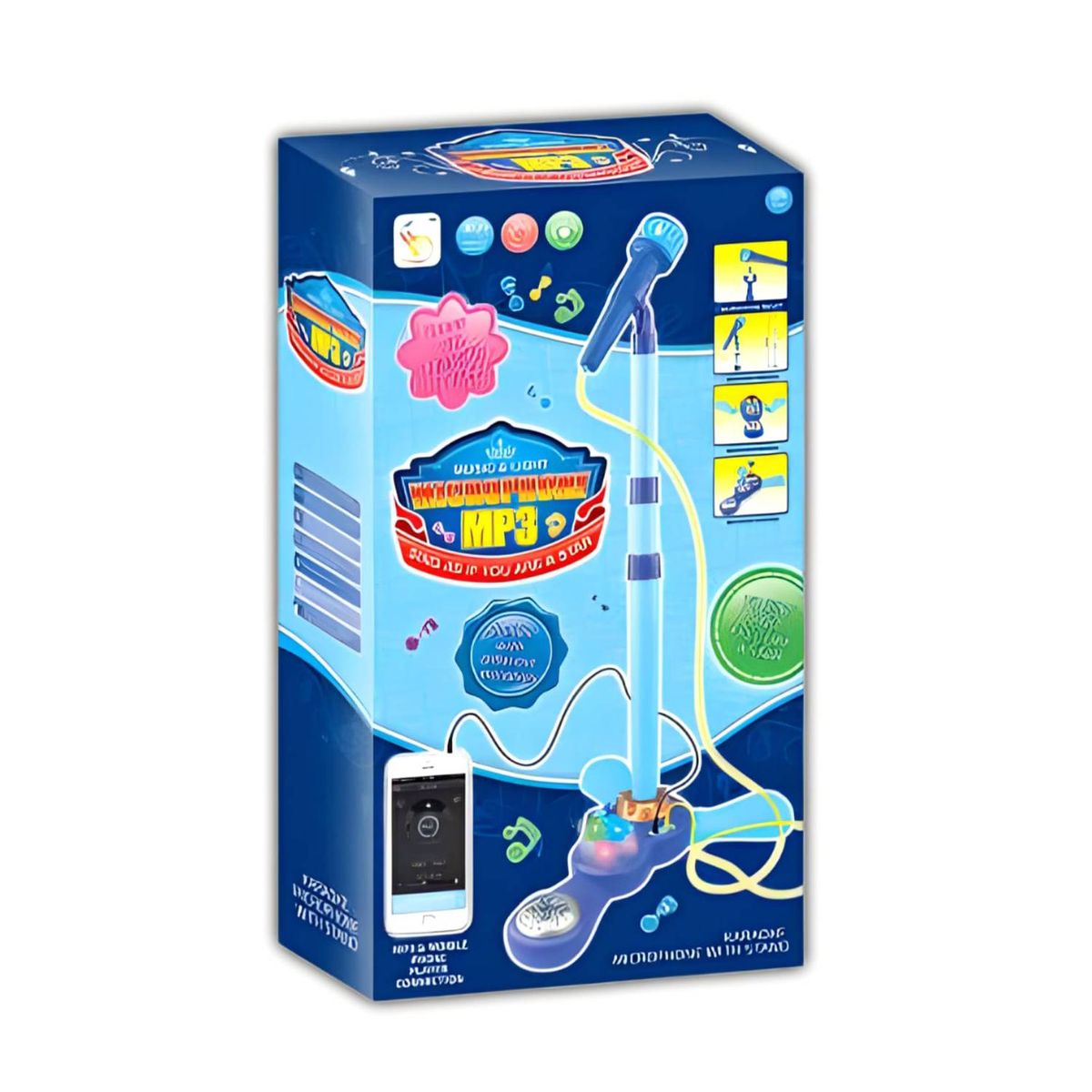 GENERICO - Microfono Pedestal Juguete Mp3 Con Luces Infantil Azul