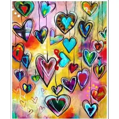 GENERICO - Kit Diamond Painting Pintura De Diamante - Corazones Colores