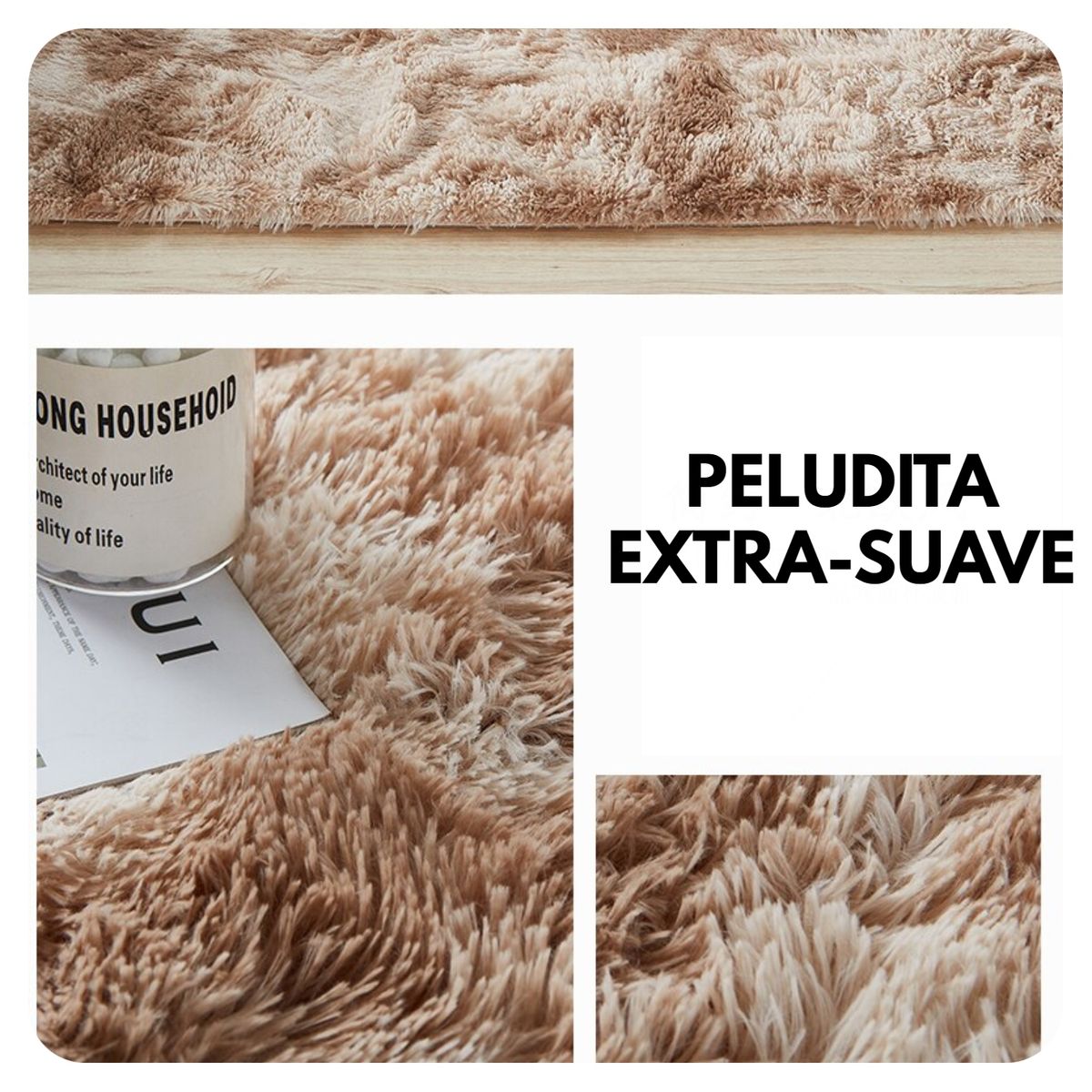 GENERICO - ALFOMBRA  PELUDITA, ANTIDESLIZANTE, COLOR BEIGE JASPEADO 180X200 CM