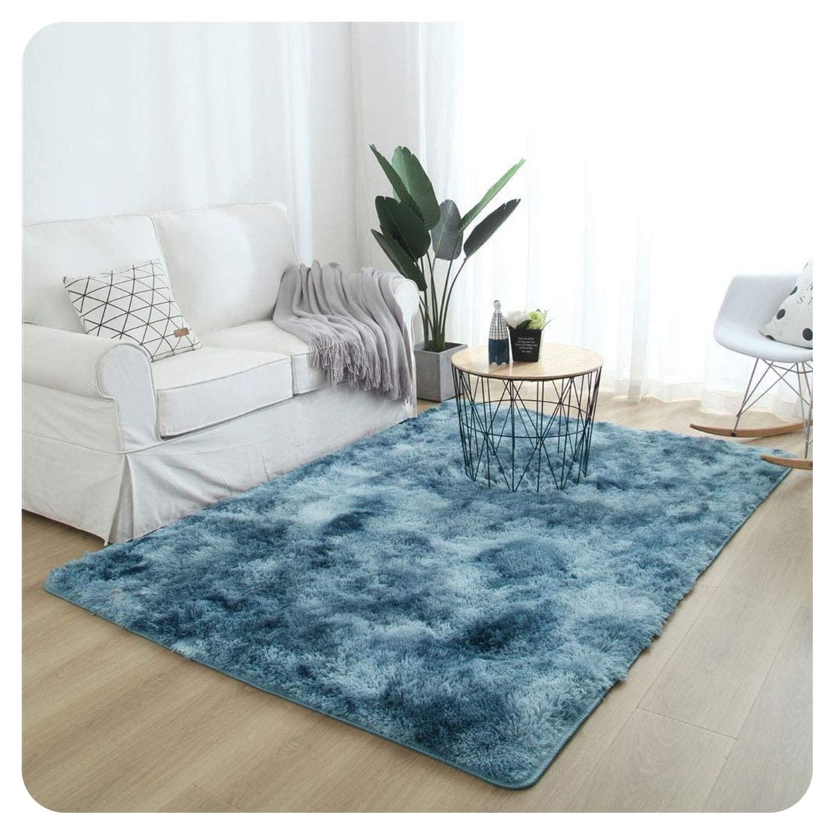 GENERICO - ALFOMBRA  PELUDA, ANTIDESLIZANTE, JASPEADA 180X200 CM