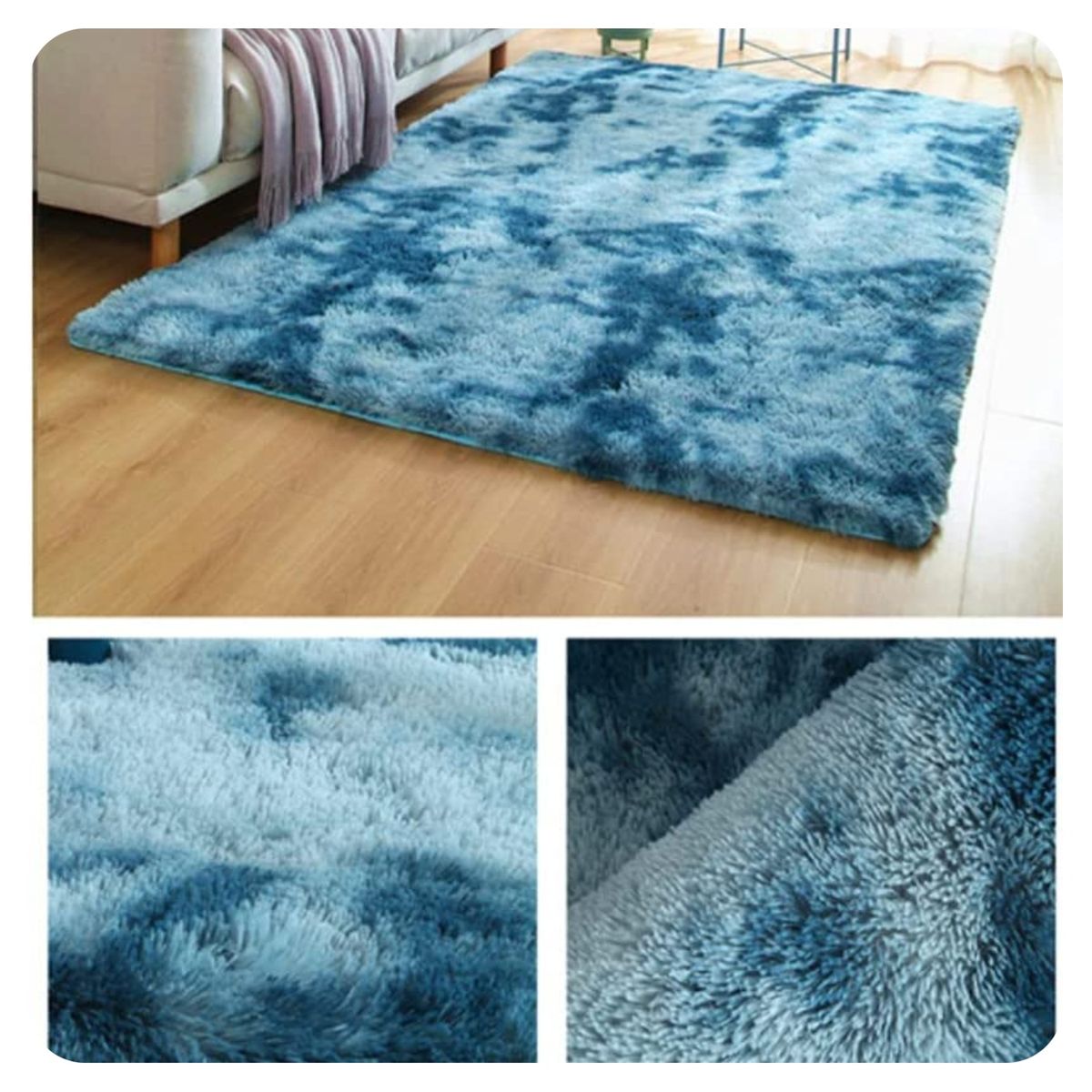 GENERICO - ALFOMBRA  PELUDA, ANTIDESLIZANTE, JASPEADA 180X200 CM