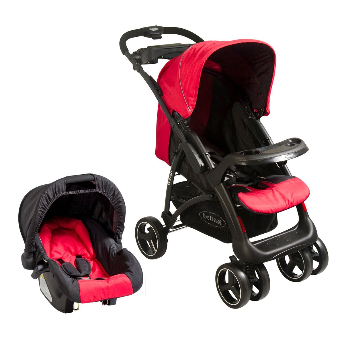 BEBESIT - Coche Travel System Lugano Negro y Rojo Bebesit