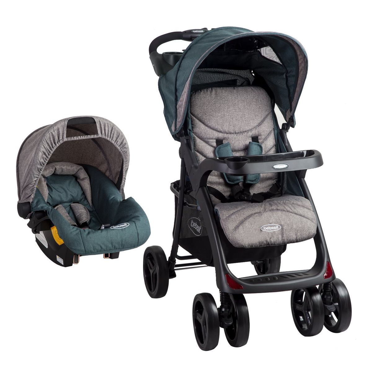 BEBESIT - Coche Travel System Lisboa Gris Verde Bebesit