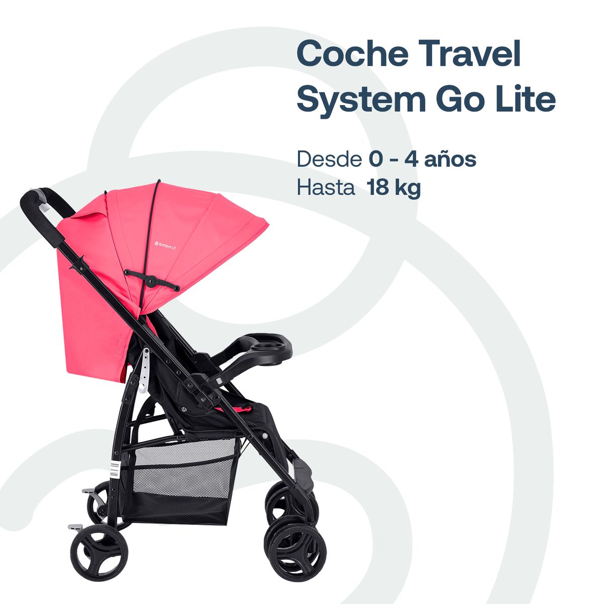BEBESIT - Coche Travel System Go Lite Rosado Bebesit