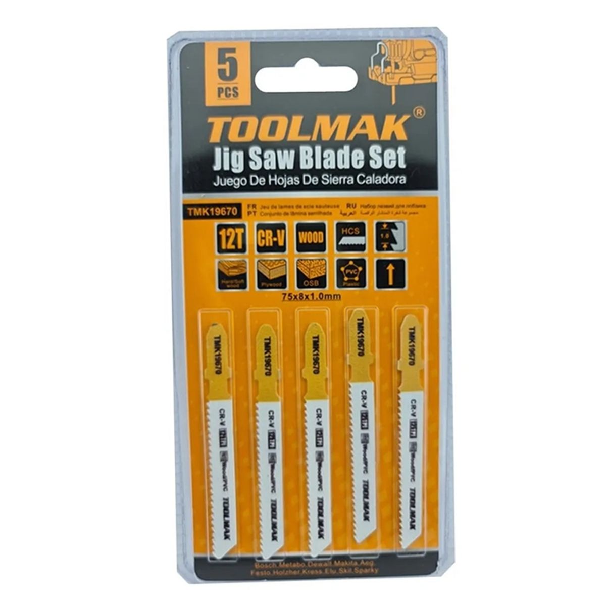 GENERICO - Set Juego De Hojas Para Sierra Caladora 5 Piezas 12t Toolmak