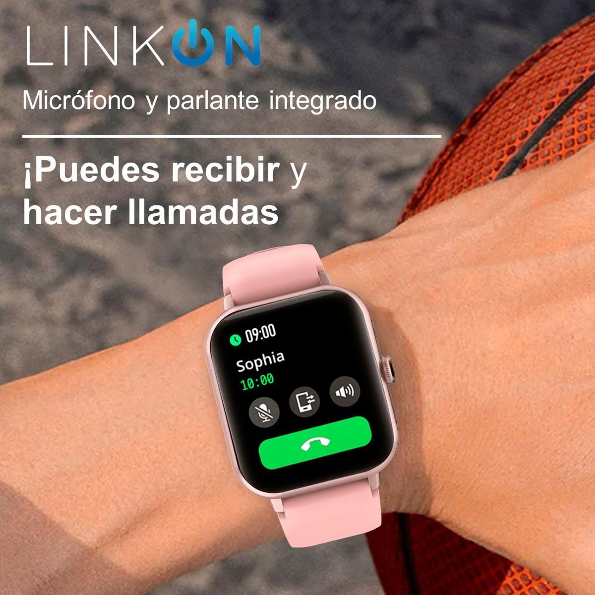 LINKON - Reloj Inteligente Smartwatch Deportivo Llamadas Cel Linkon - Rosa