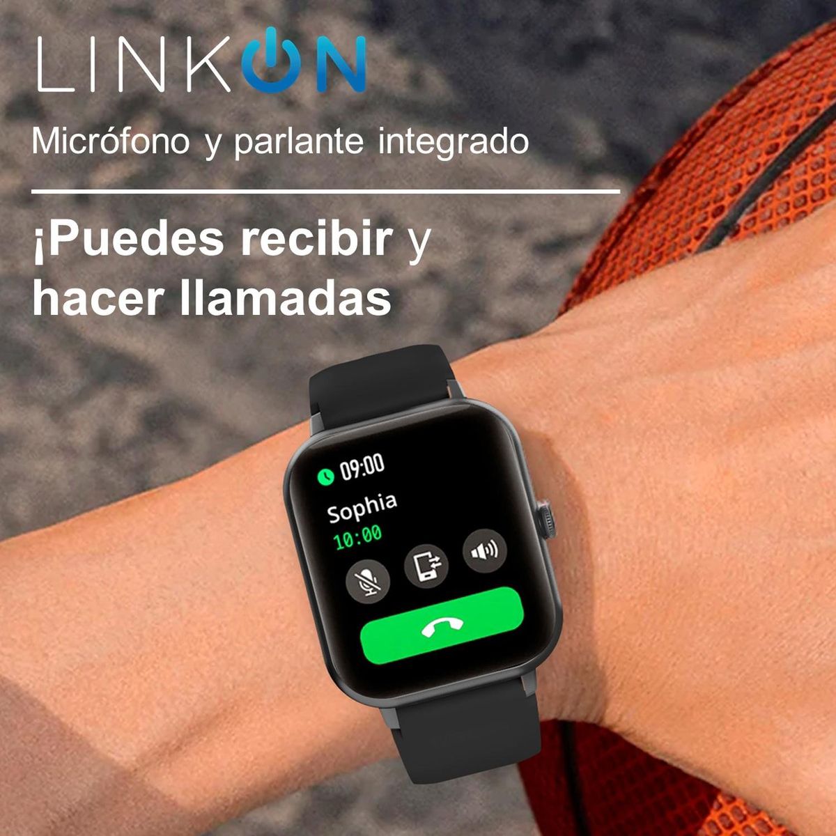 LINKON - Reloj Inteligente Smartwatch Deportivo Llamadas Cel Linkon - Negro