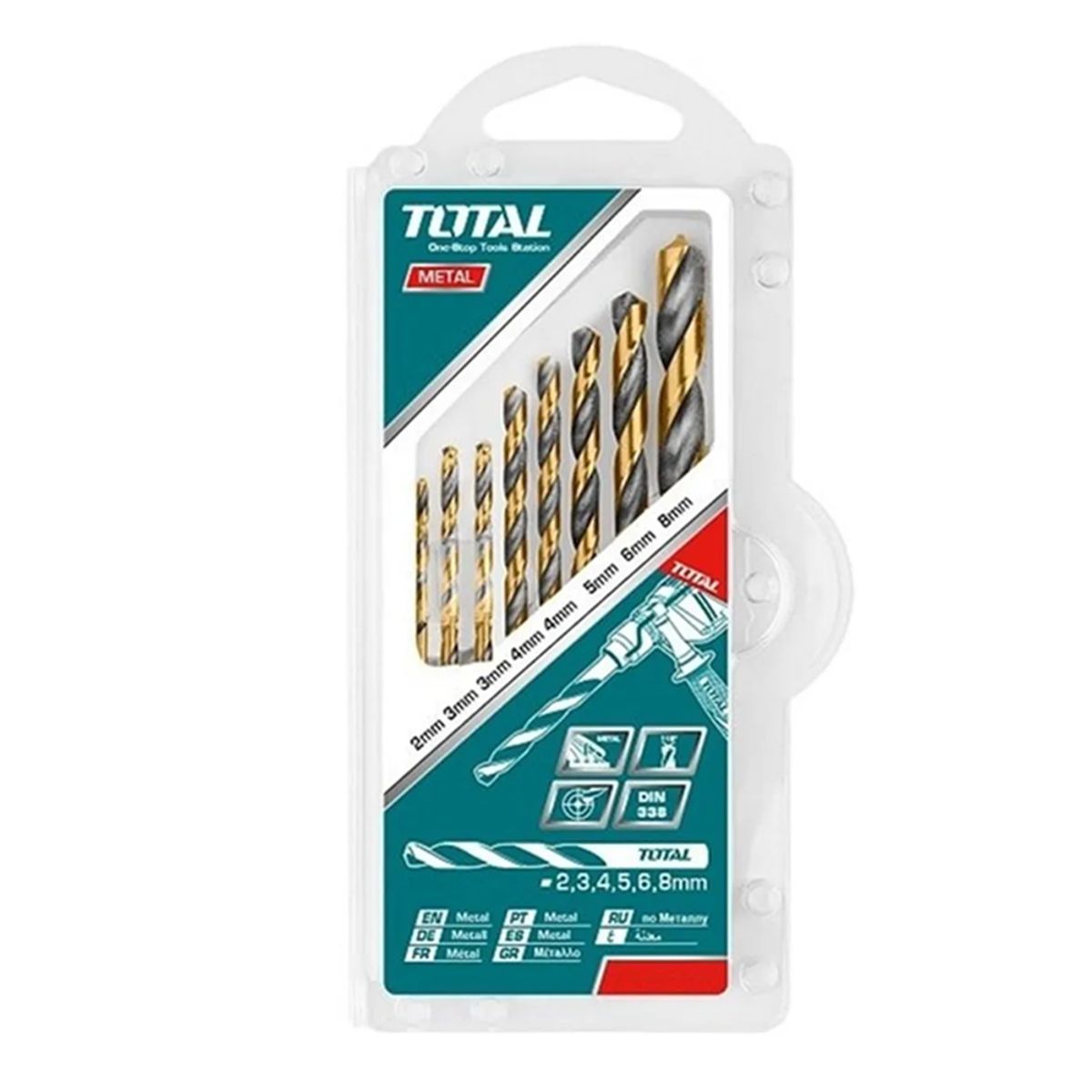 TOTAL TOOLS - Kit Set Juego Brocas Para Metal 8 Piezas Total TACSD0801