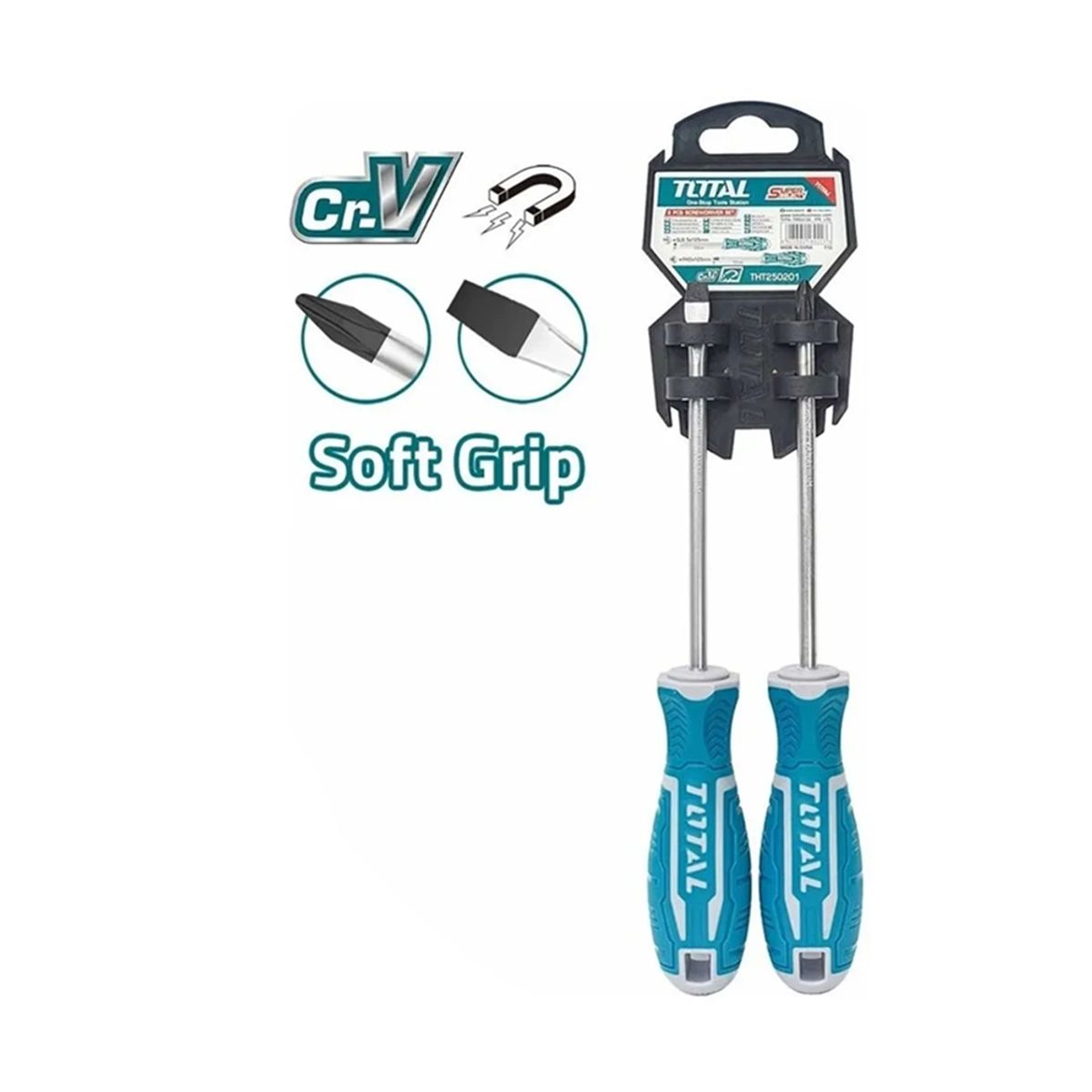 TOTAL TOOLS - Kit Juego Destornilladores 2 Piezas Imantado.