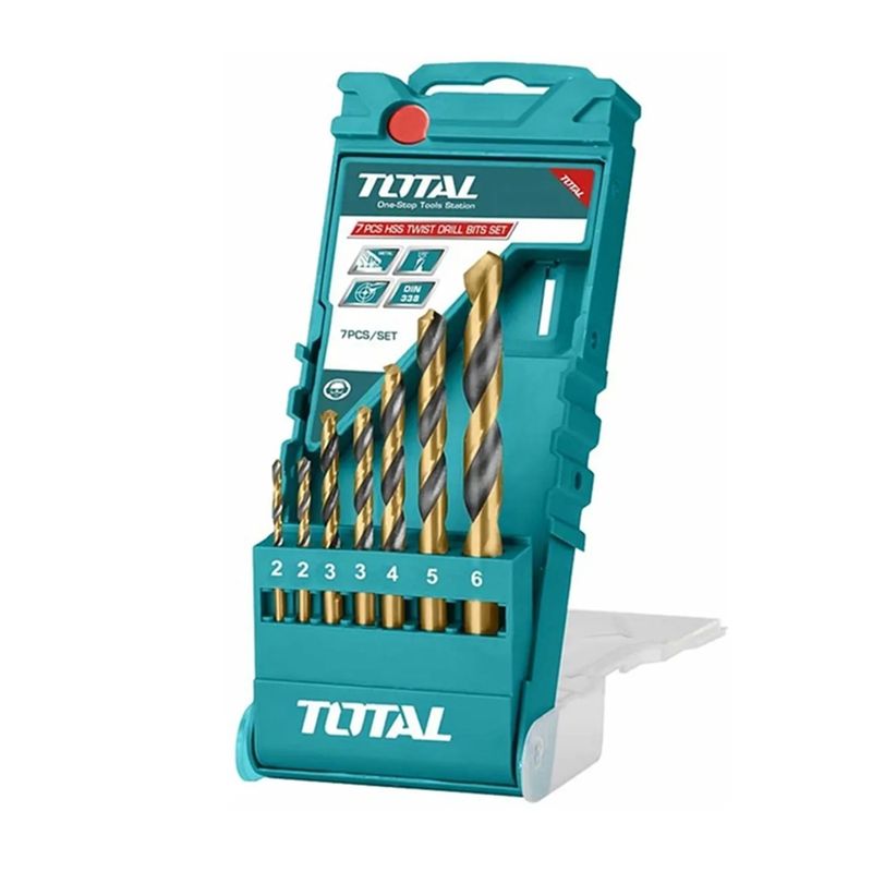 TOTAL TOOLS - Kit Set Juego Brocas Para Metal 7 Piezas