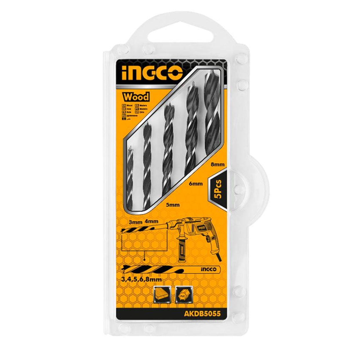 INGCO - Kit Set Juego Brocas Para Madera 5 Piezas Ingco AKDB5055