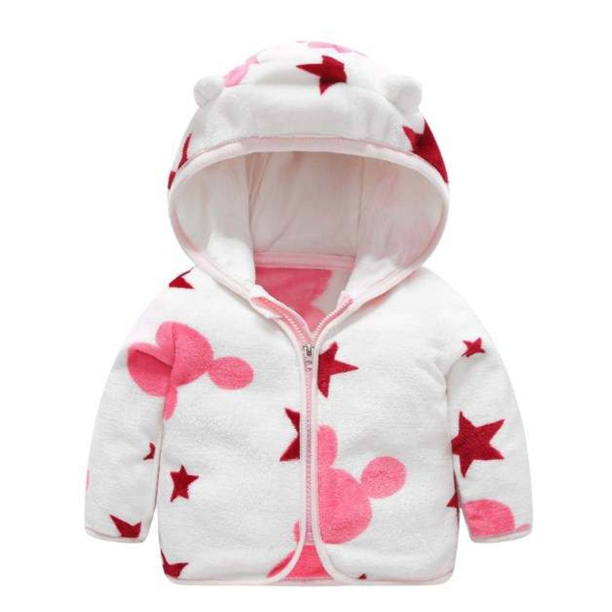 ANGO - CHAQUETA DE POLAR BLANCA-FUCSIA