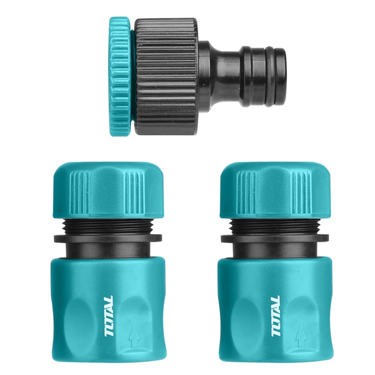 TOTAL TOOLS - Kit Juego Boquillas Giratorias Para Manguera 3 Piezas Total