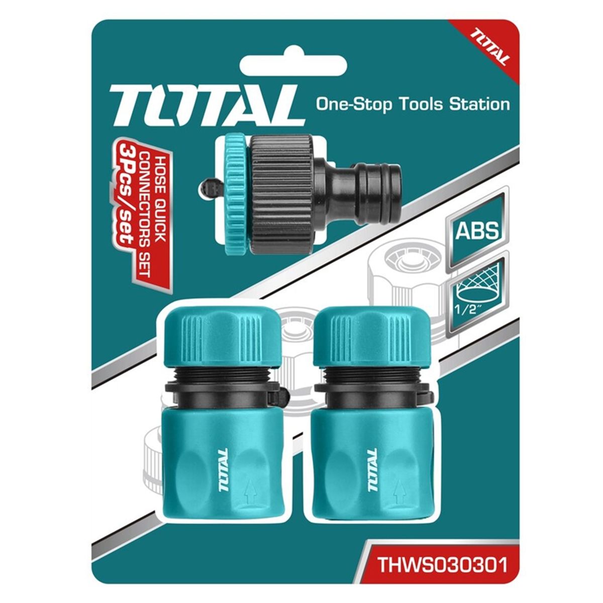 TOTAL TOOLS - Kit Juego Boquillas Giratorias Para Manguera 3 Piezas Total