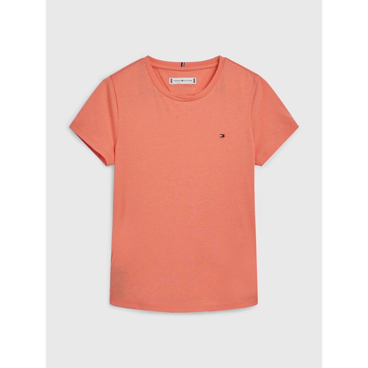TOMMY HILFIGER - Polera Essential De Algodón Coral Tommy Hilfiger