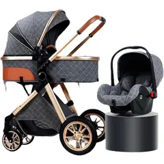 LUBABYCAS - Coche bebé Deluxe Con Silla Nido Y Accesorios Gris