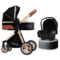 Coche Deluxe Con Silla Nido Y Accesorios Negro
