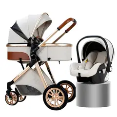 LUBABYCAS - Coche bebé Deluxe Con Silla Nido Y Accesorios Blanco