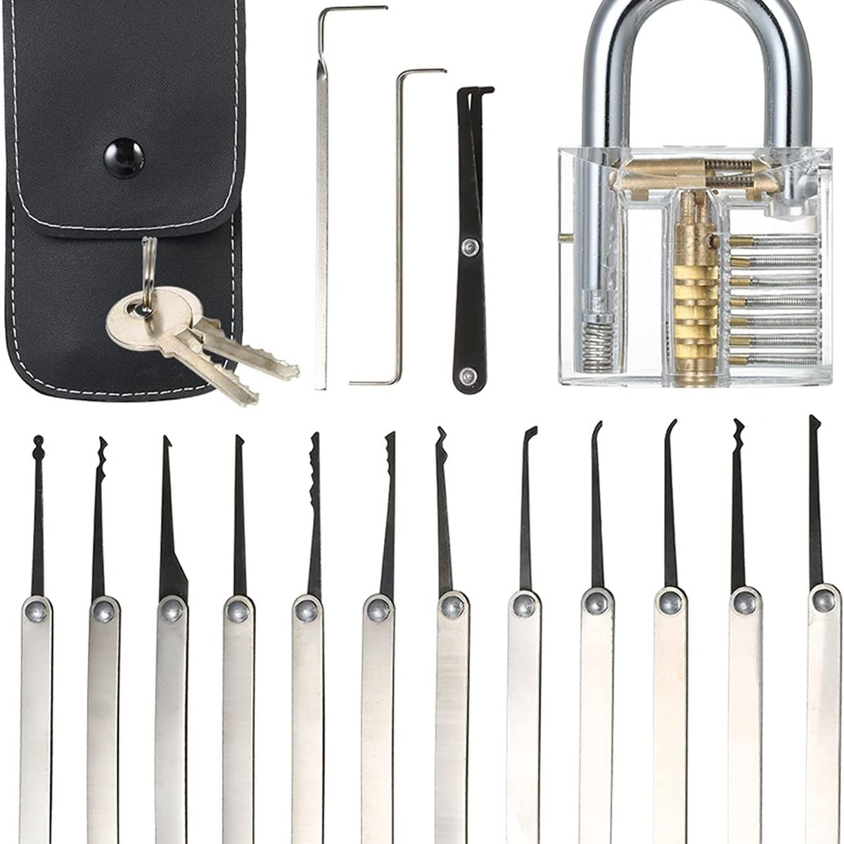 KUANGYE - Ganzúas Y Candado Transparente Grande Cerrajería Enseñanza