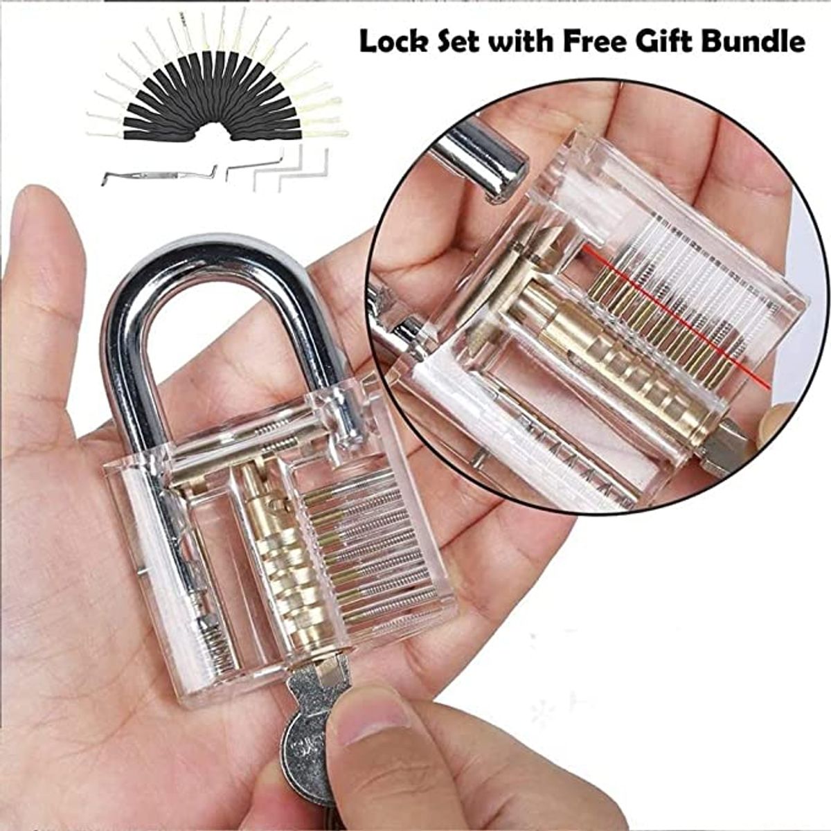 KUANGYE - Ganzúas Y Candado Transparente Grande Cerrajería Enseñanza