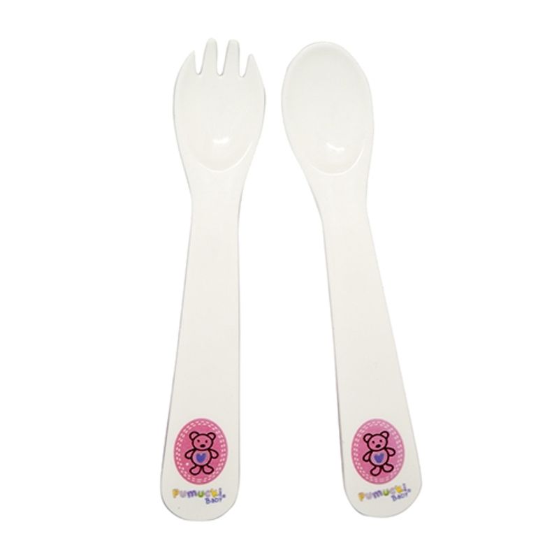 PUMUCKI - Set De Cubiertos Anatómicos Rosados Niña Pumucki