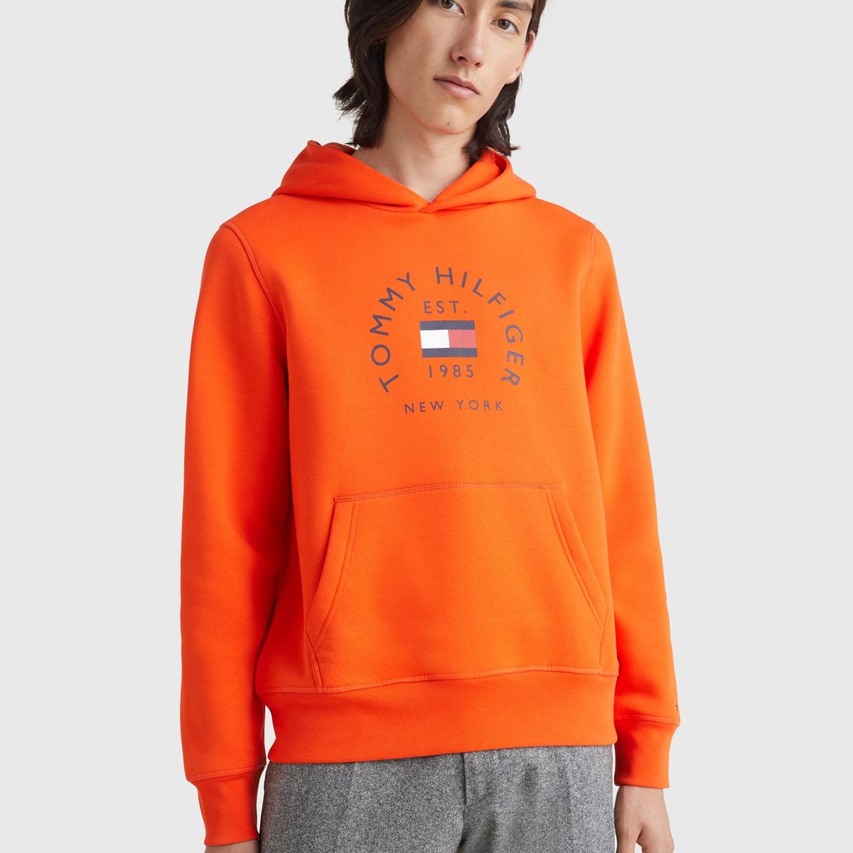 TOMMY HILFIGER - Polerón Hoodie Circle Logo Naranjo Tommy Hilfiger