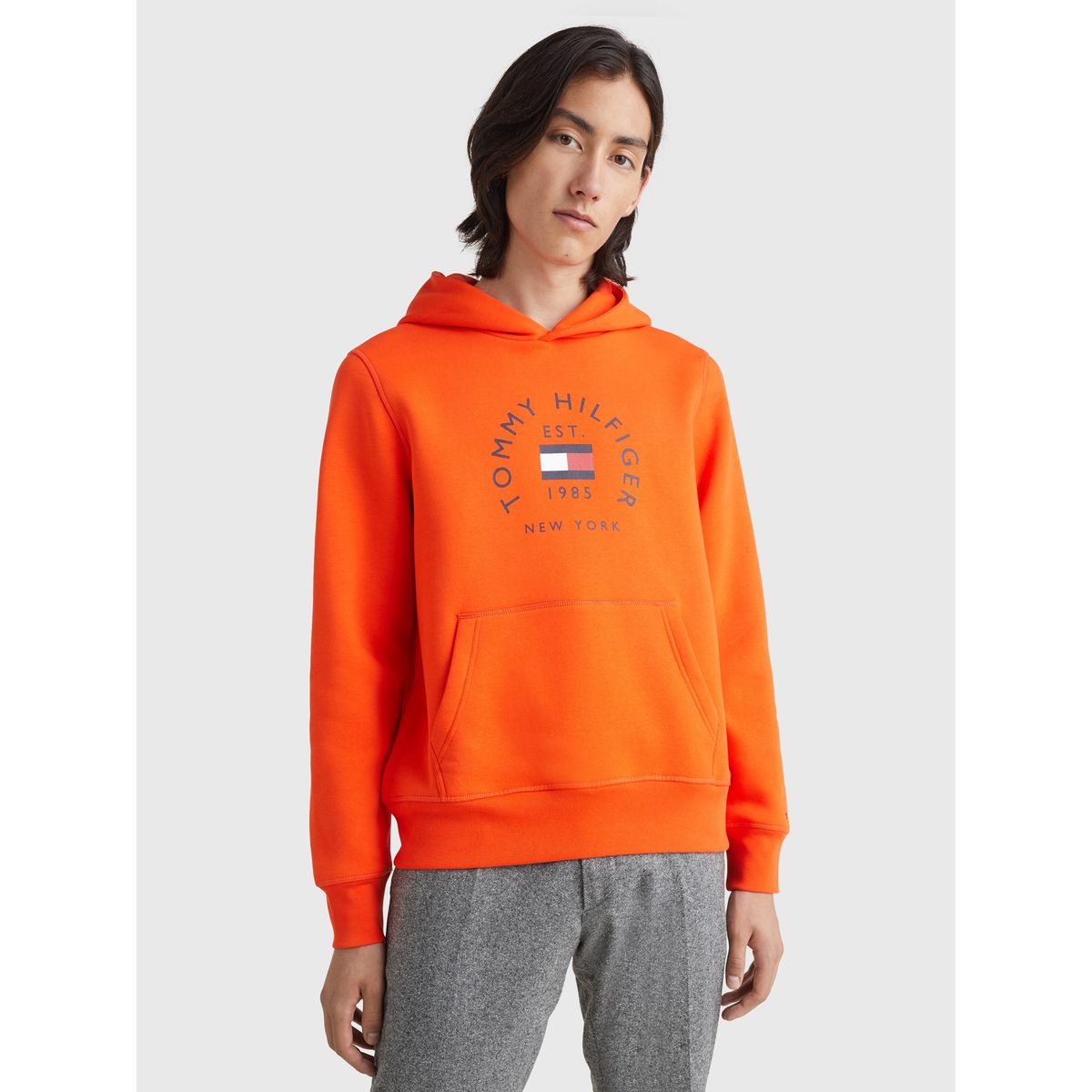 TOMMY HILFIGER - Polerón Hoodie Circle Logo Naranjo Tommy Hilfiger
