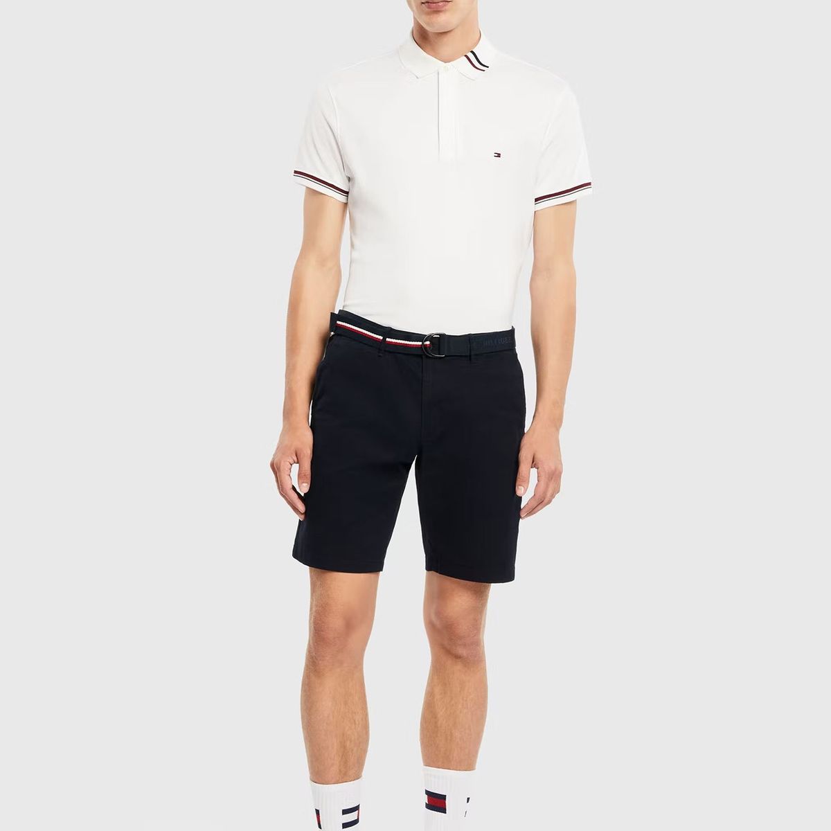 TOMMY HILFIGER - Polo Stipe Logo Regular Fit Blanco Tommy Hilfiger