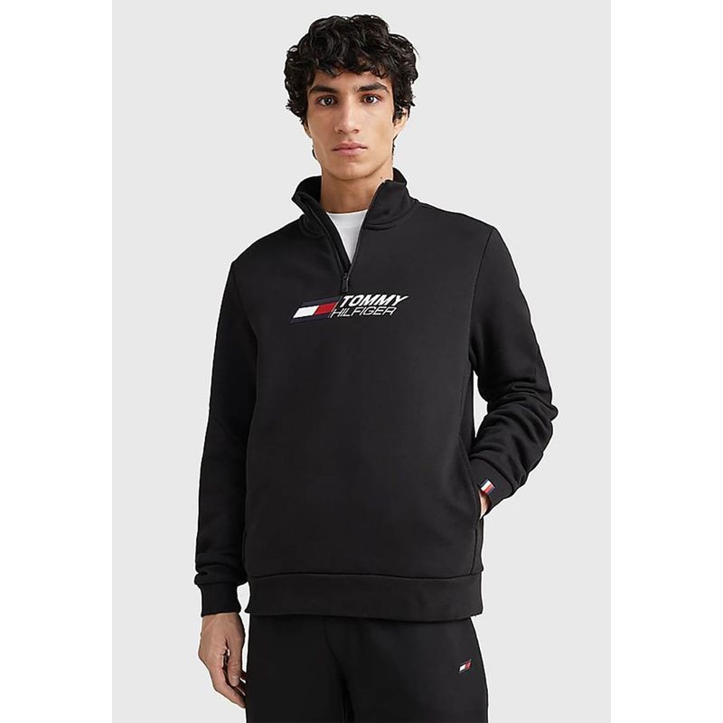 TOMMY HILFIGER - Polerón Sport Essential Con Cierre Negro Tommy Hilfiger