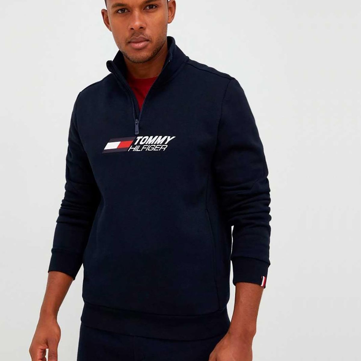 TOMMY HILFIGER - Polerón Sport Essential Con Cierre Azul Tommy Hilfiger