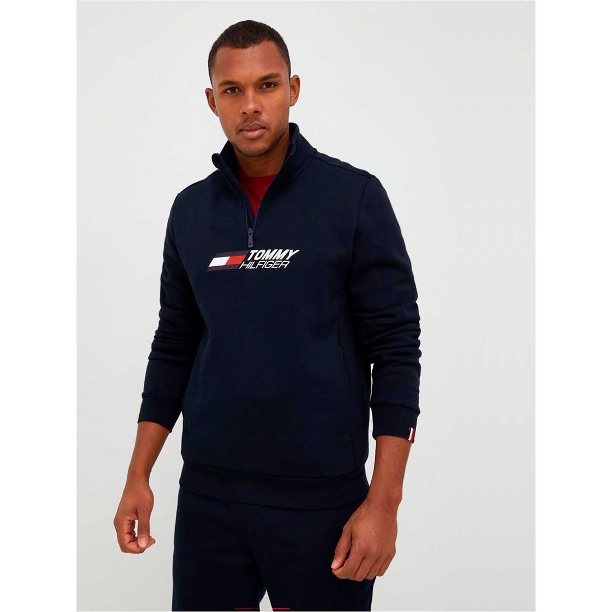 TOMMY HILFIGER - Polerón Sport Essential Con Cierre Azul Tommy Hilfiger