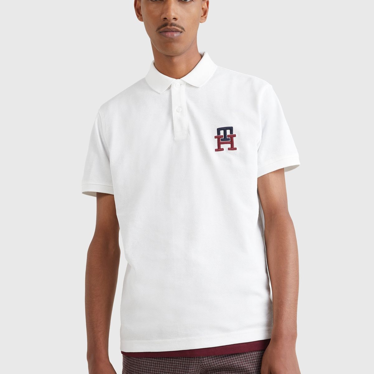 TOMMY HILFIGER - Polo Monogram Regular Fit Blanco Tommy Hilfiger