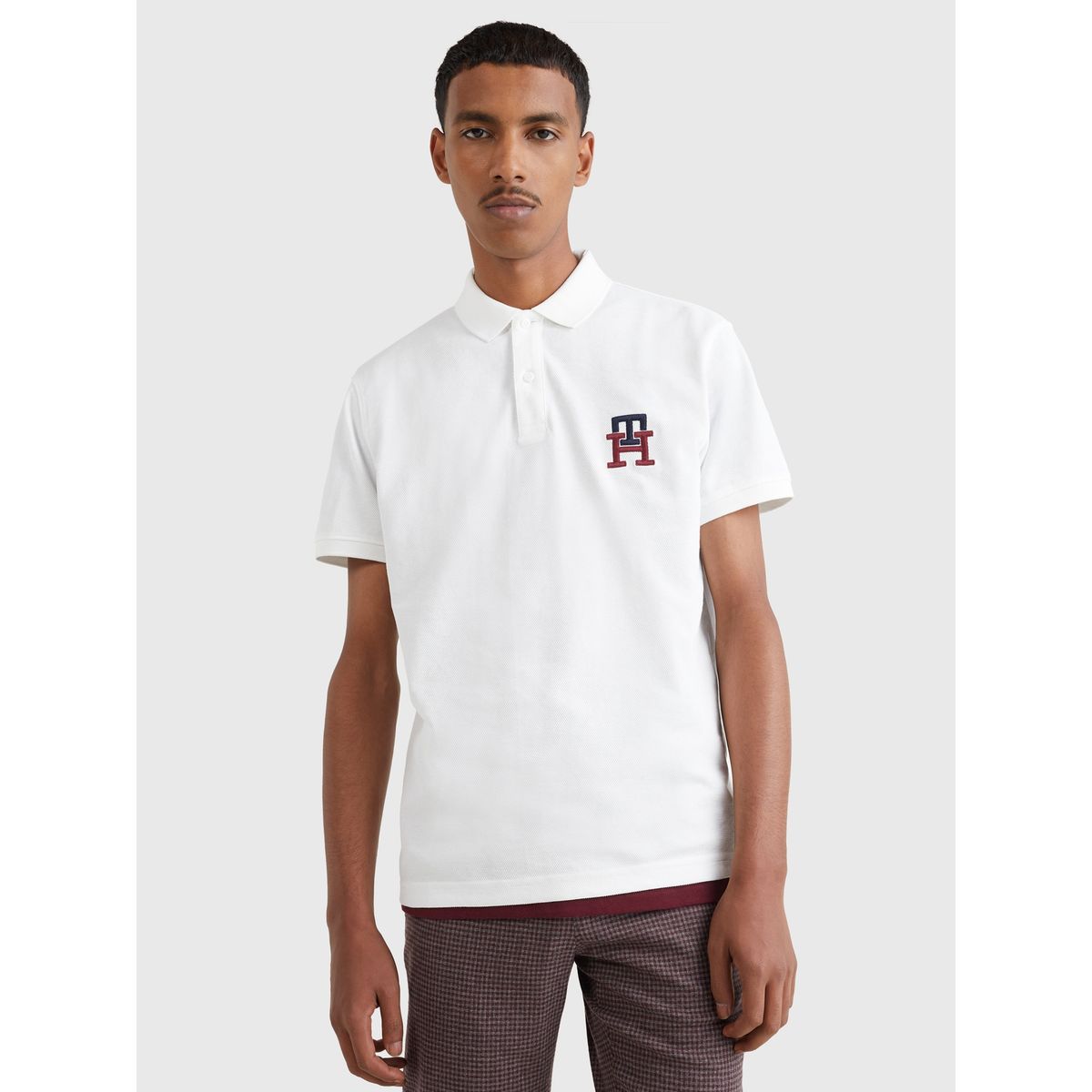 TOMMY HILFIGER - Polo Monogram Regular Fit Blanco Tommy Hilfiger
