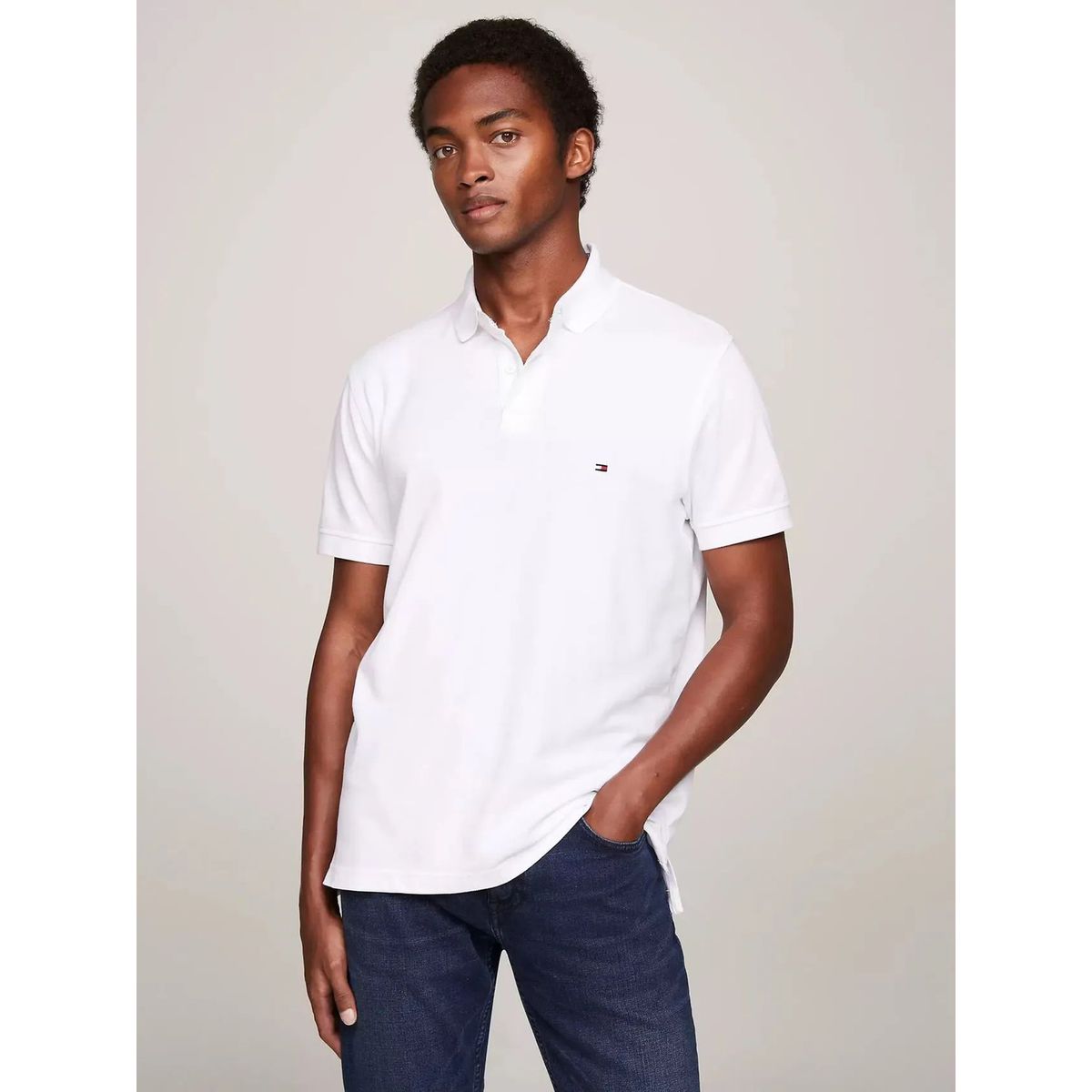 TOMMY HILFIGER - Polo Essential Regular Fit Blanco Tommy Hilfiger