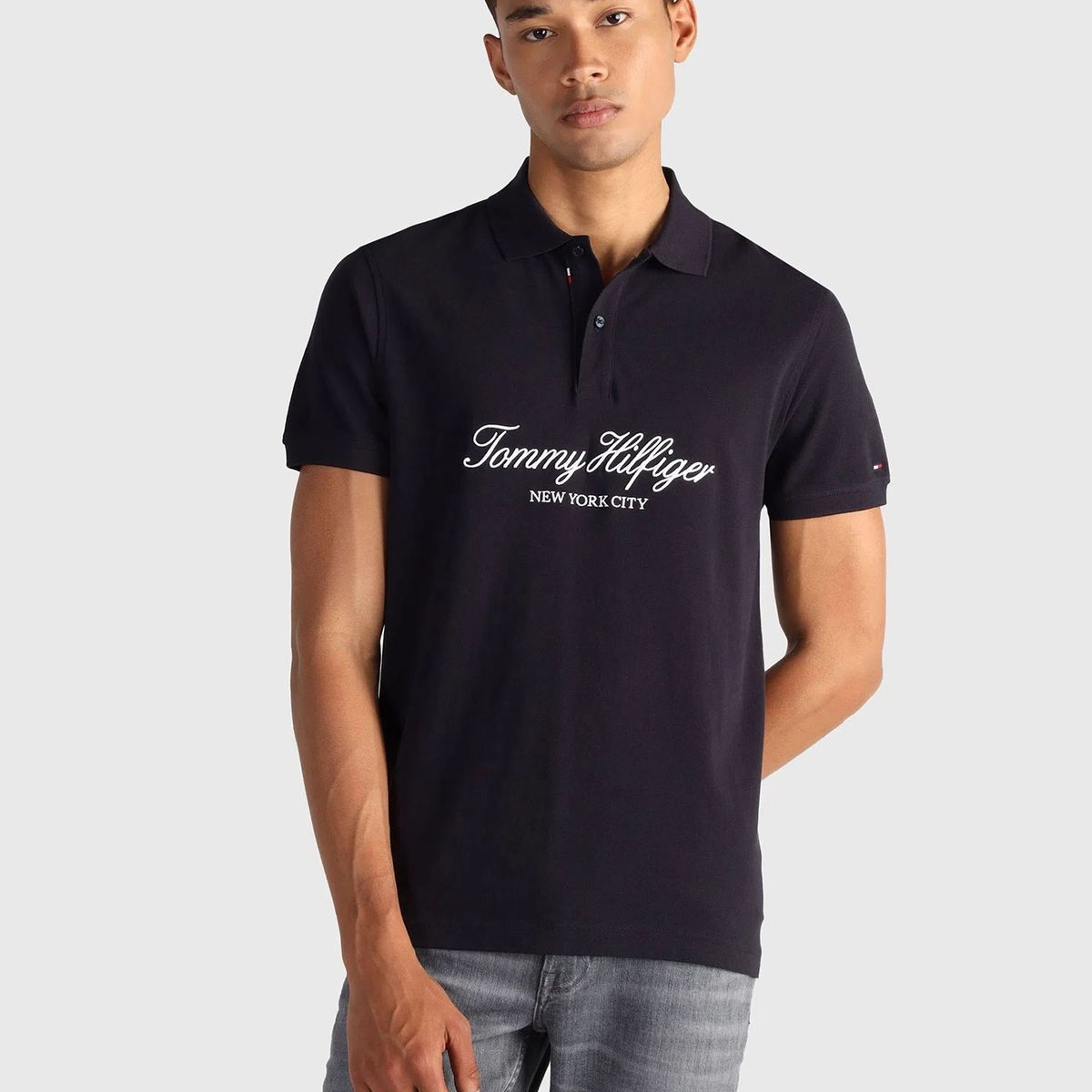 TOMMY HILFIGER - Polo Script Branded Regular Fit Azul Tommy Hilfiger