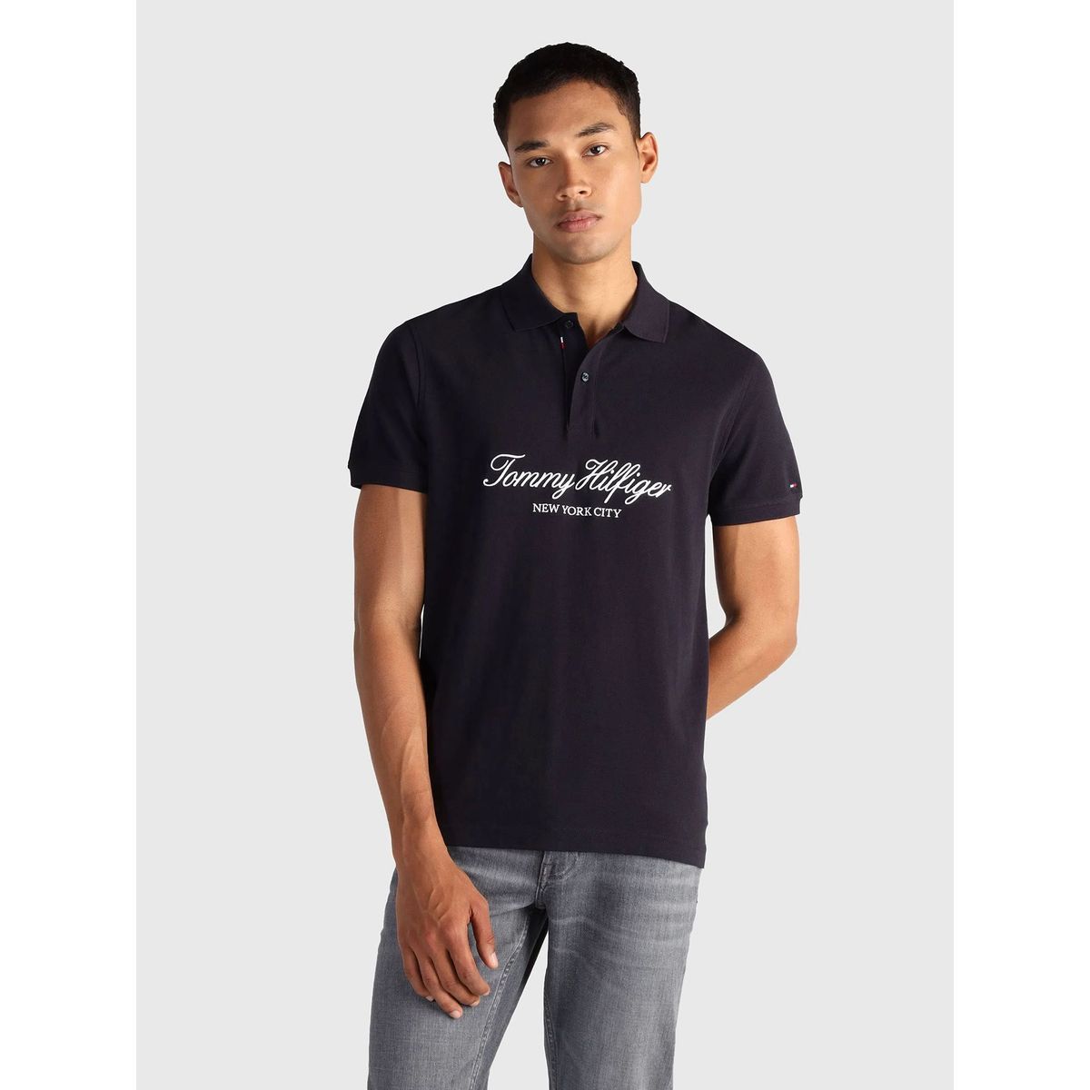 TOMMY HILFIGER - Polo Script Branded Regular Fit Azul Tommy Hilfiger