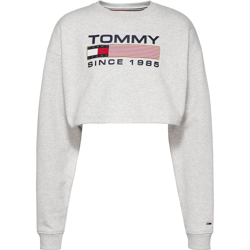 TOMMY HILFIGER - Polerón Super Crop Modern Gris Tommy Jeans