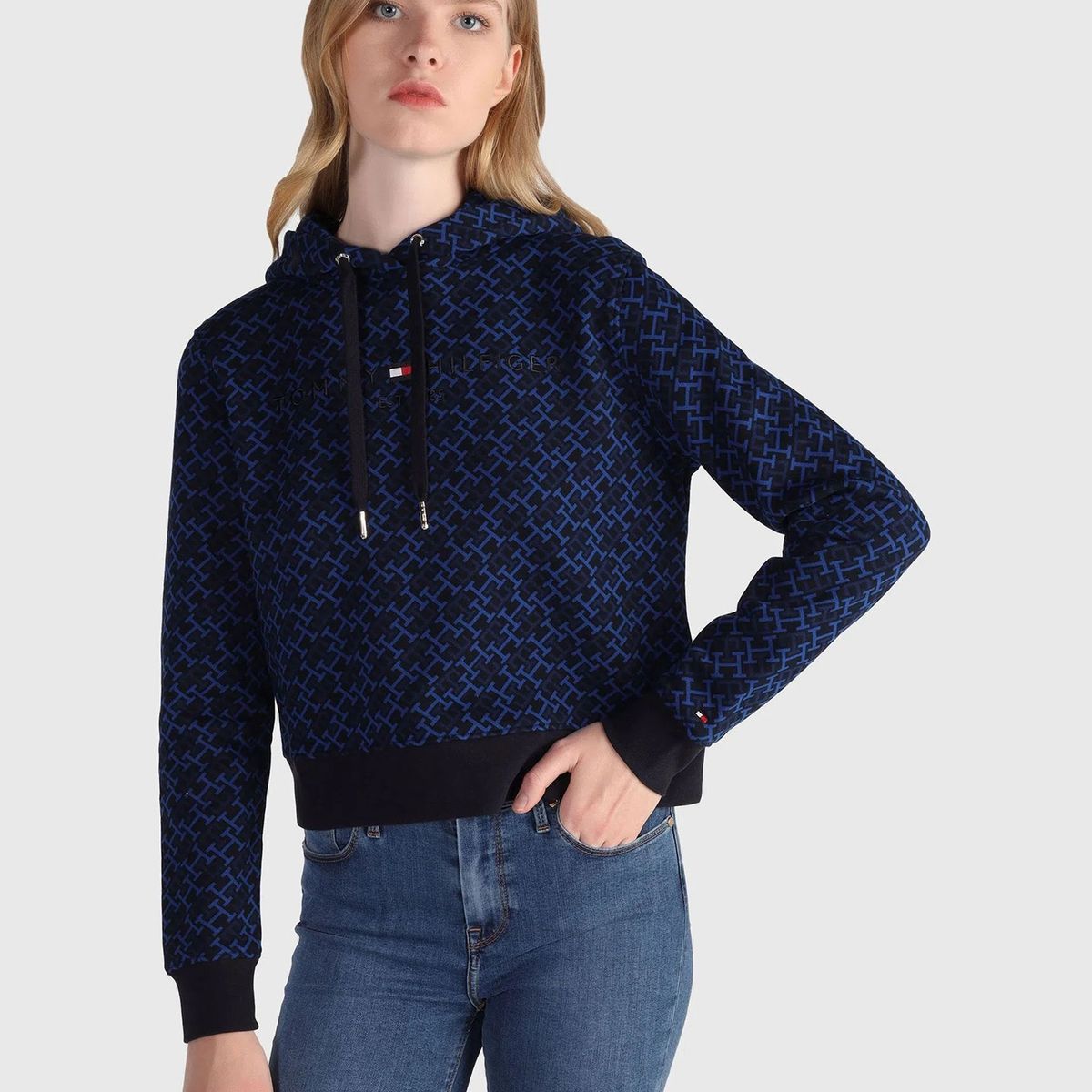 TOMMY HILFIGER - Polerón Hoodie Monogram Print Azul Tommy Hilfiger