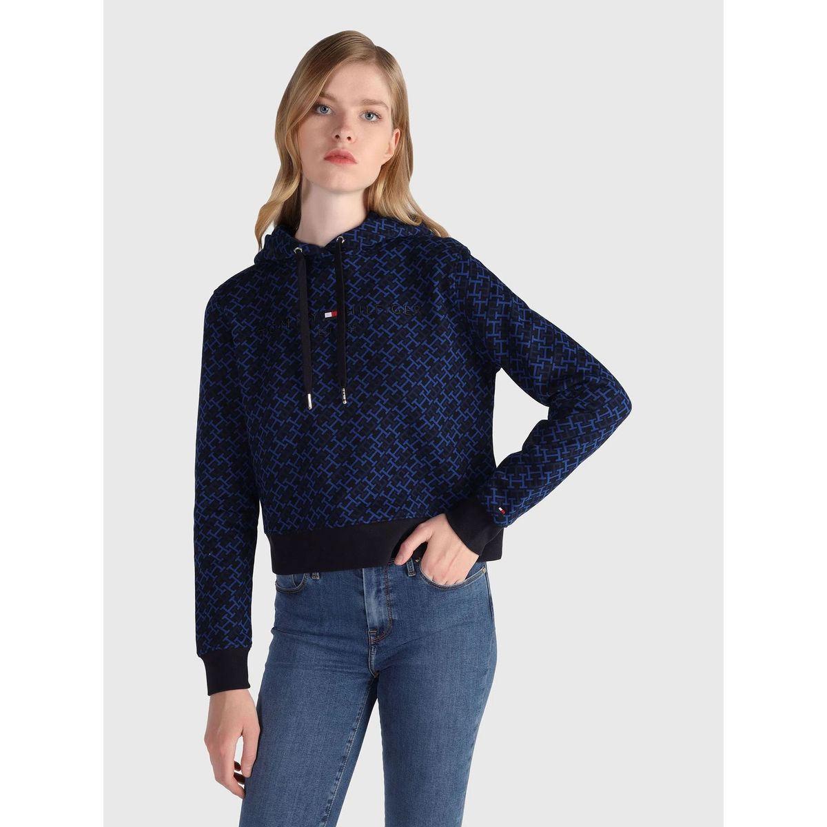 TOMMY HILFIGER - Polerón Hoodie Monogram Print Azul Tommy Hilfiger