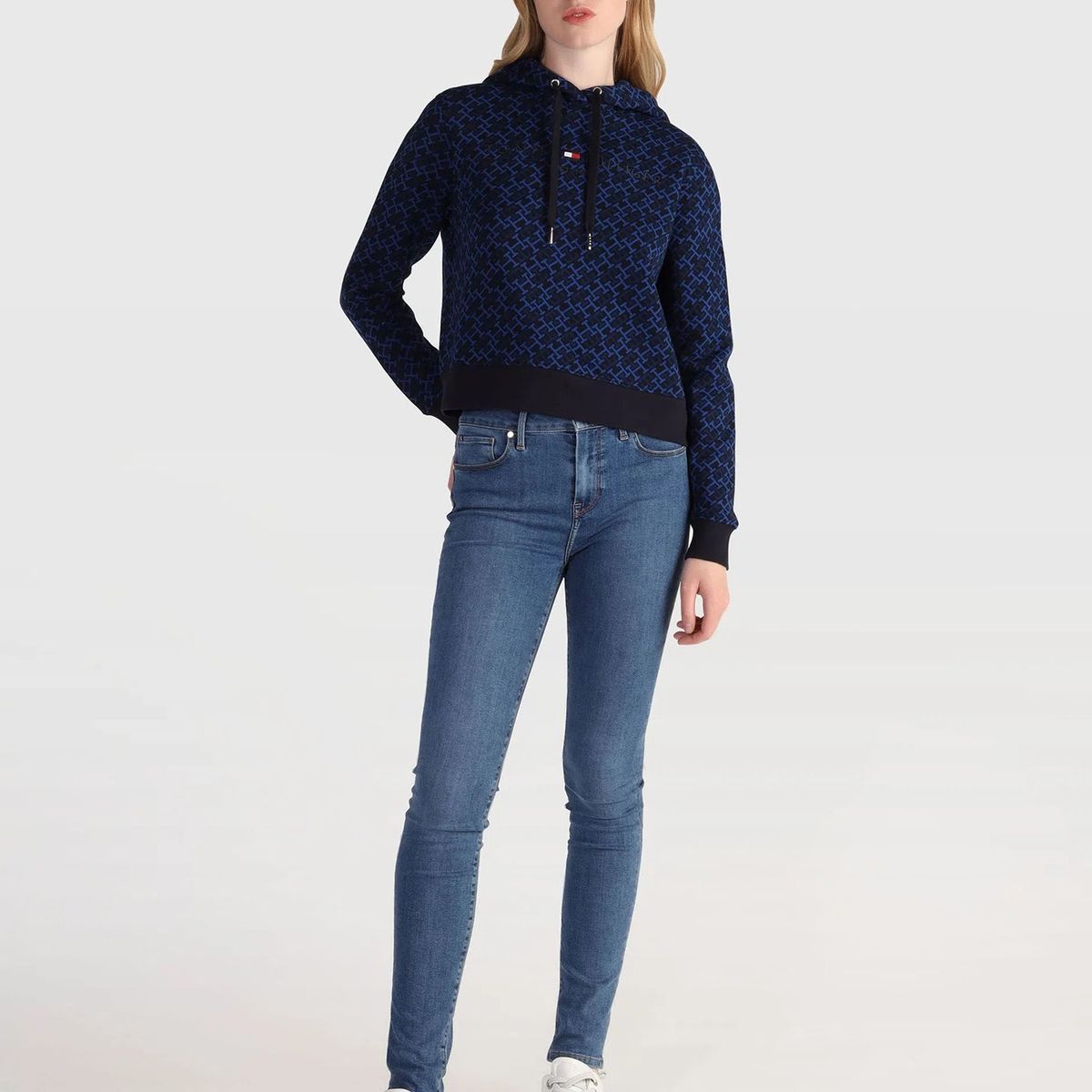 TOMMY HILFIGER - Polerón Hoodie Monogram Print Azul Tommy Hilfiger