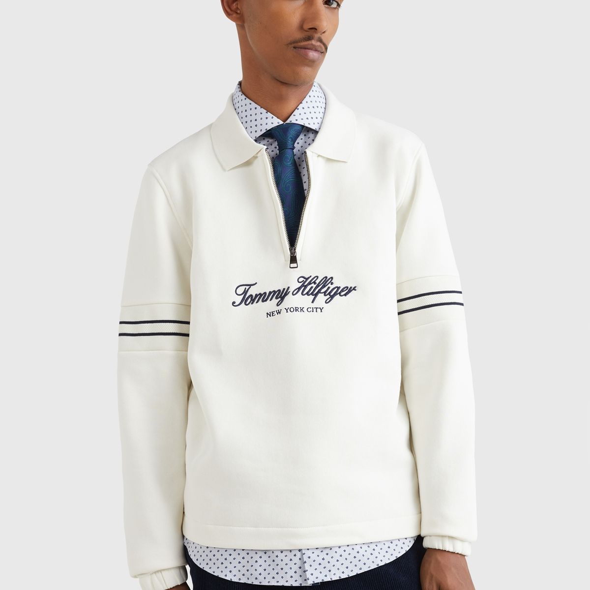 TOMMY HILFIGER - Polerón Mixed Con Logo Blanco Tommy Hilfiger