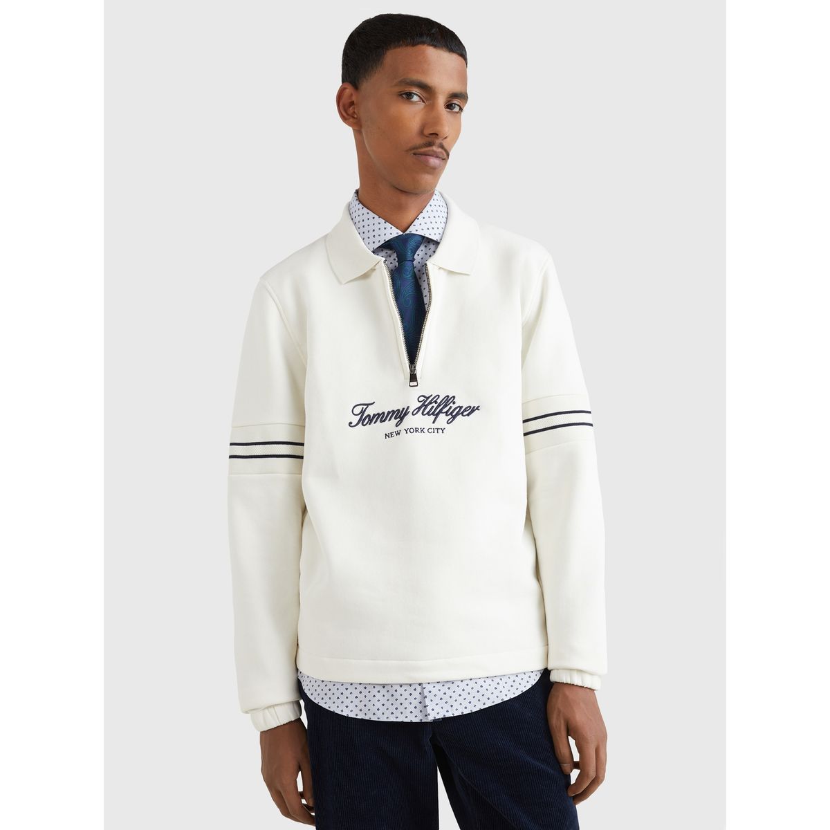 TOMMY HILFIGER - Polerón Mixed Con Logo Blanco Tommy Hilfiger
