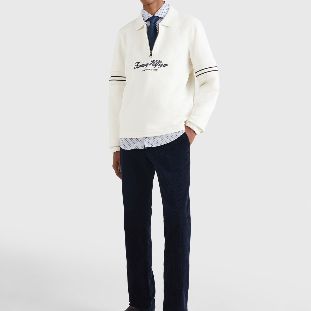 TOMMY HILFIGER - Polerón Mixed Con Logo Blanco Tommy Hilfiger