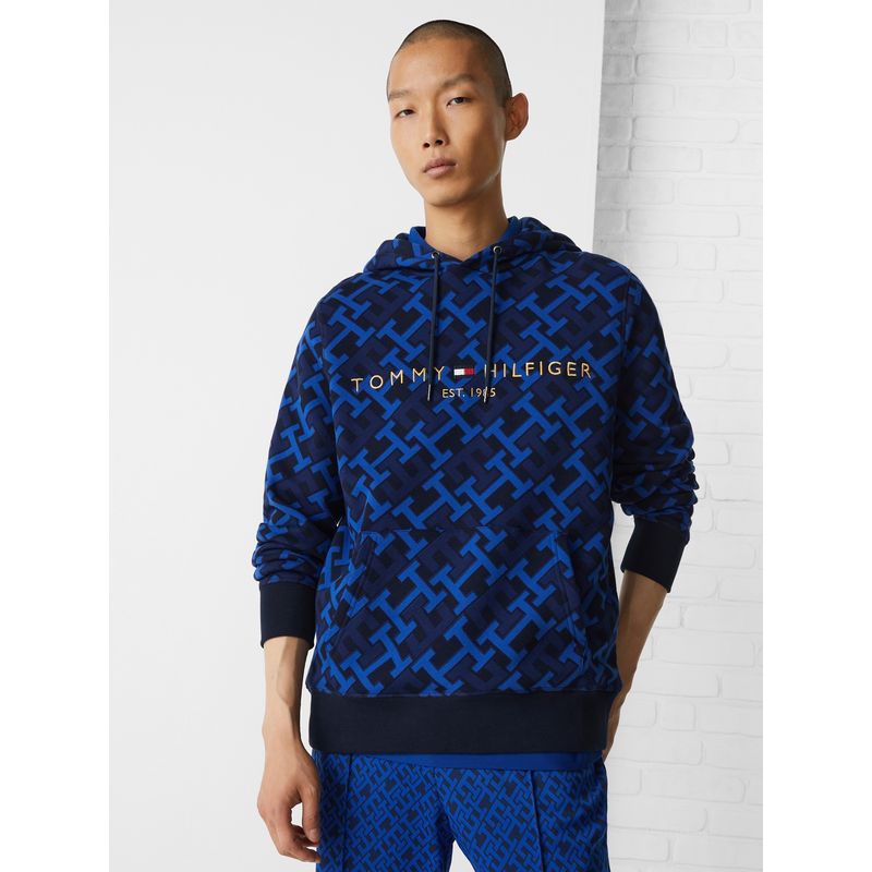 TOMMY HILFIGER - Polerón Hoodie Monogram Print Azul Tommy Hilfiger