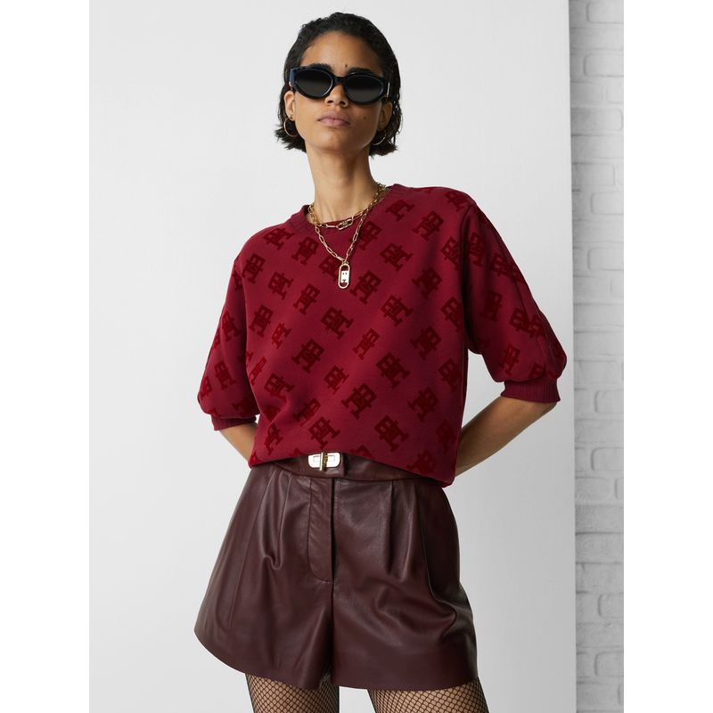 TOMMY HILFIGER - Polerón Monogram Print Burdeos Tommy Hilfiger