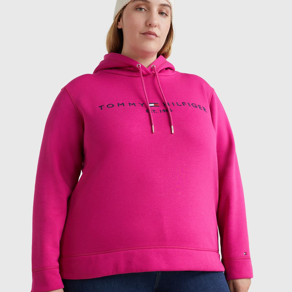 TOMMY HILFIGER - Polerón Curve Hoodie Essential Fucsia Tommy Hilfiger