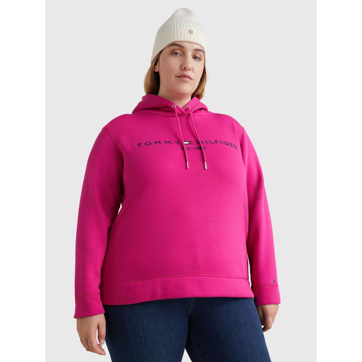 TOMMY HILFIGER - Polerón Curve Hoodie Essential Fucsia Tommy Hilfiger