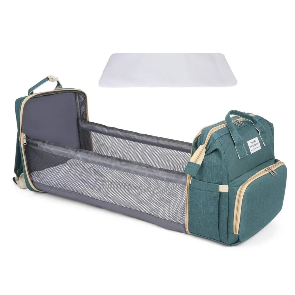 MUNDO ONLINE - Mochila Pañalera 3 en 1 Cuna Mudador Portatil Bebe