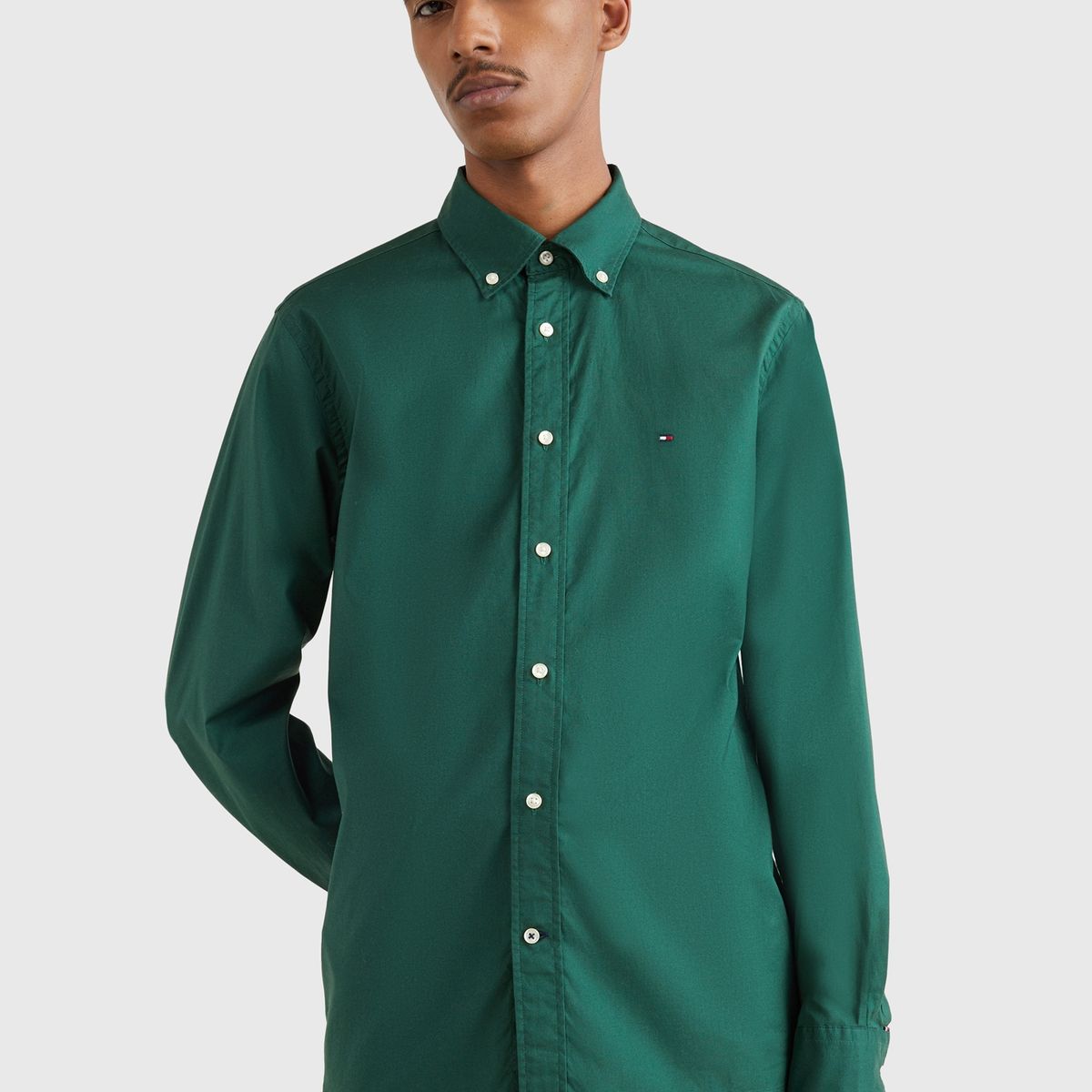 TOMMY HILFIGER - Camisa Natural Soft Solid Verde Tommy Hilfiger